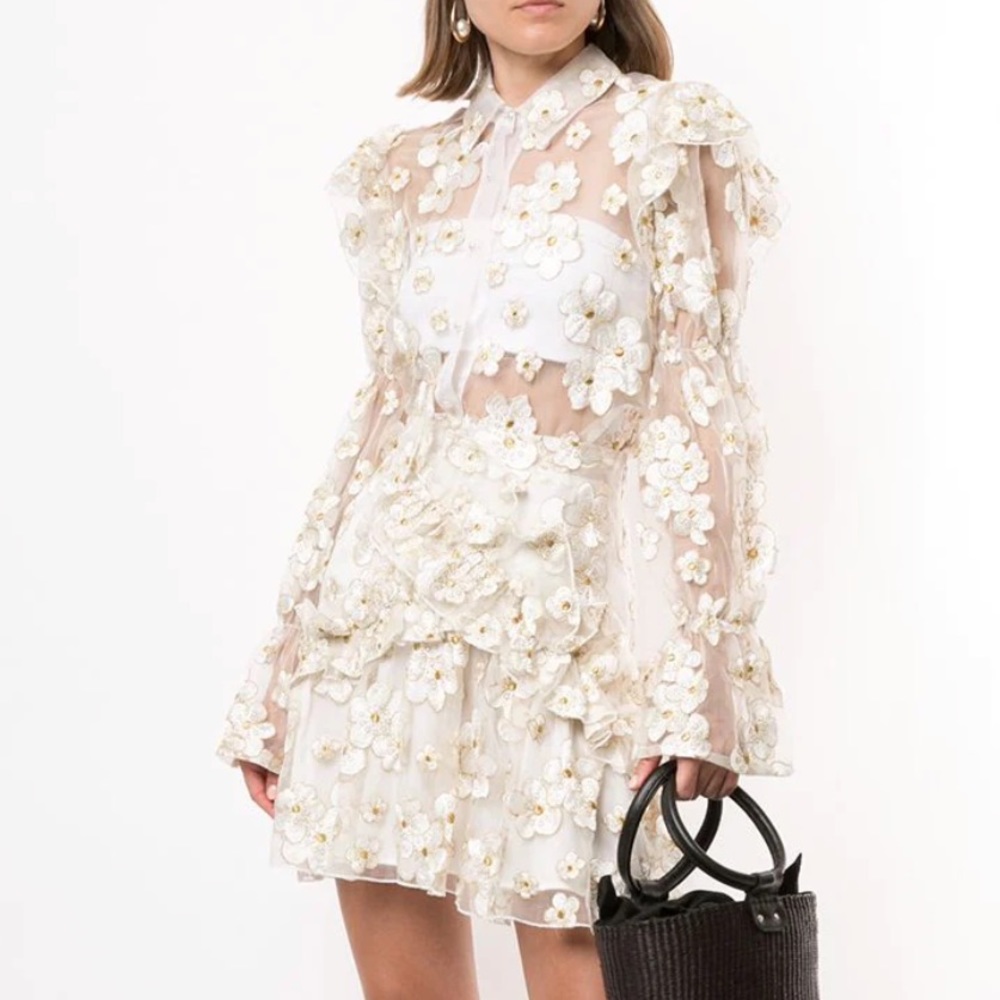 macgraw Souffle embroidered organza shirt